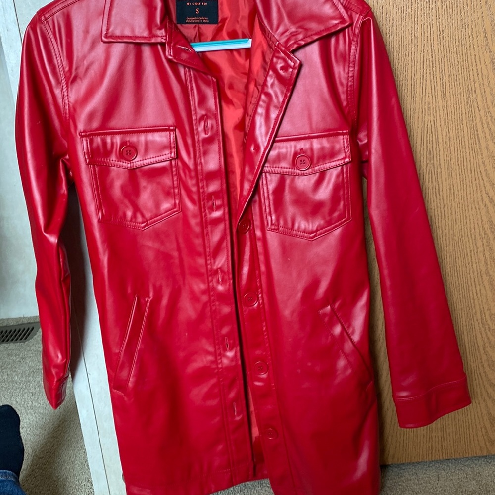 Red Faux leather jacket